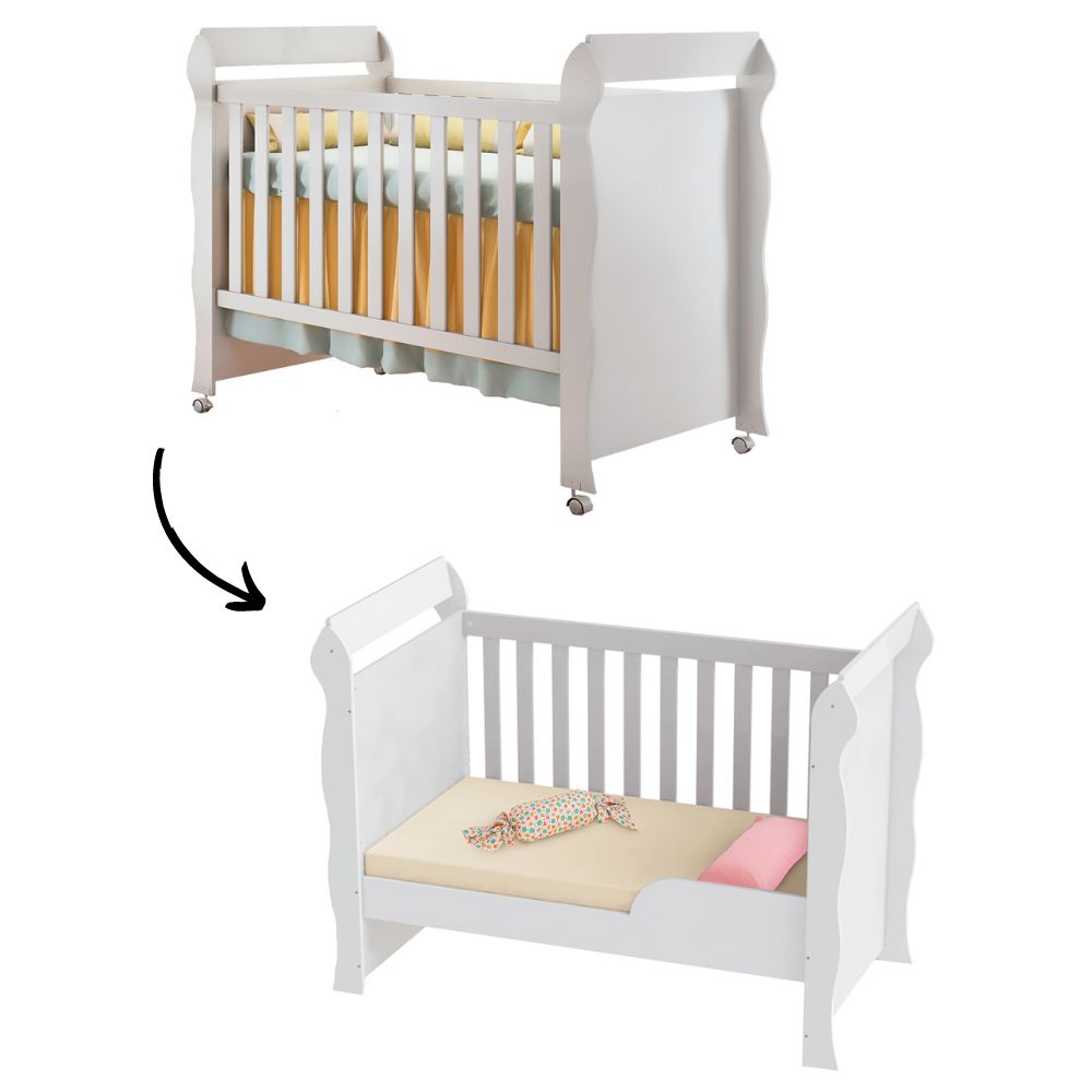 Berço Americano Bebê Vira Cama Mirelle Branco Carolina Baby