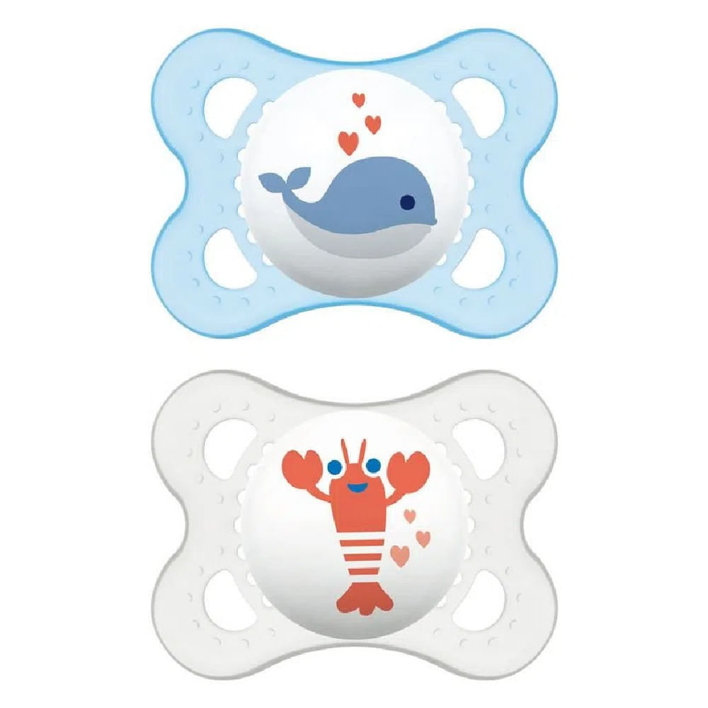 Kit 2 Chupetas Coleção Fundo do Mar 0-6 Meses Azul - MAM