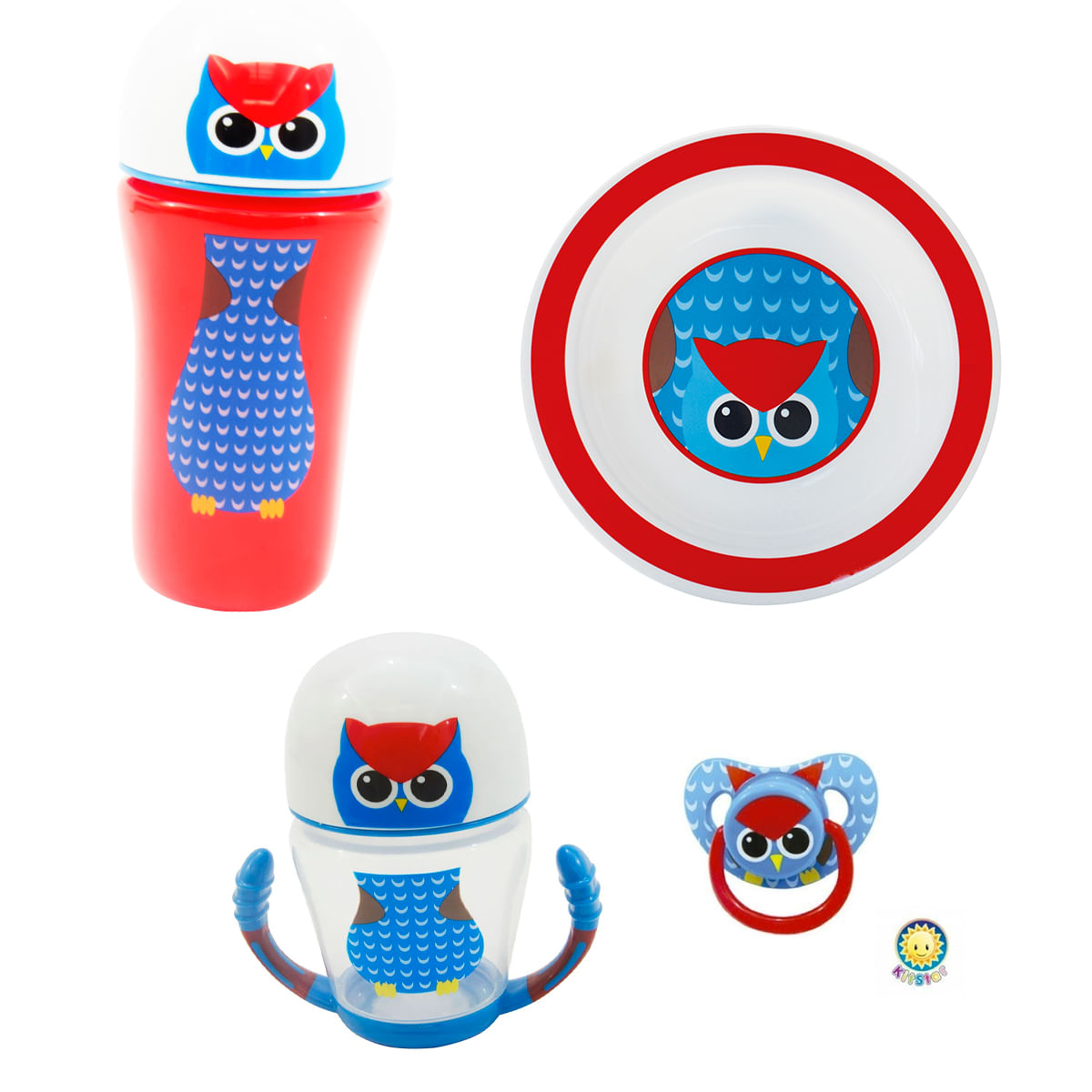 Kit Refeição Infantil Com Prato Copo e Chupeta Red - Kitstar