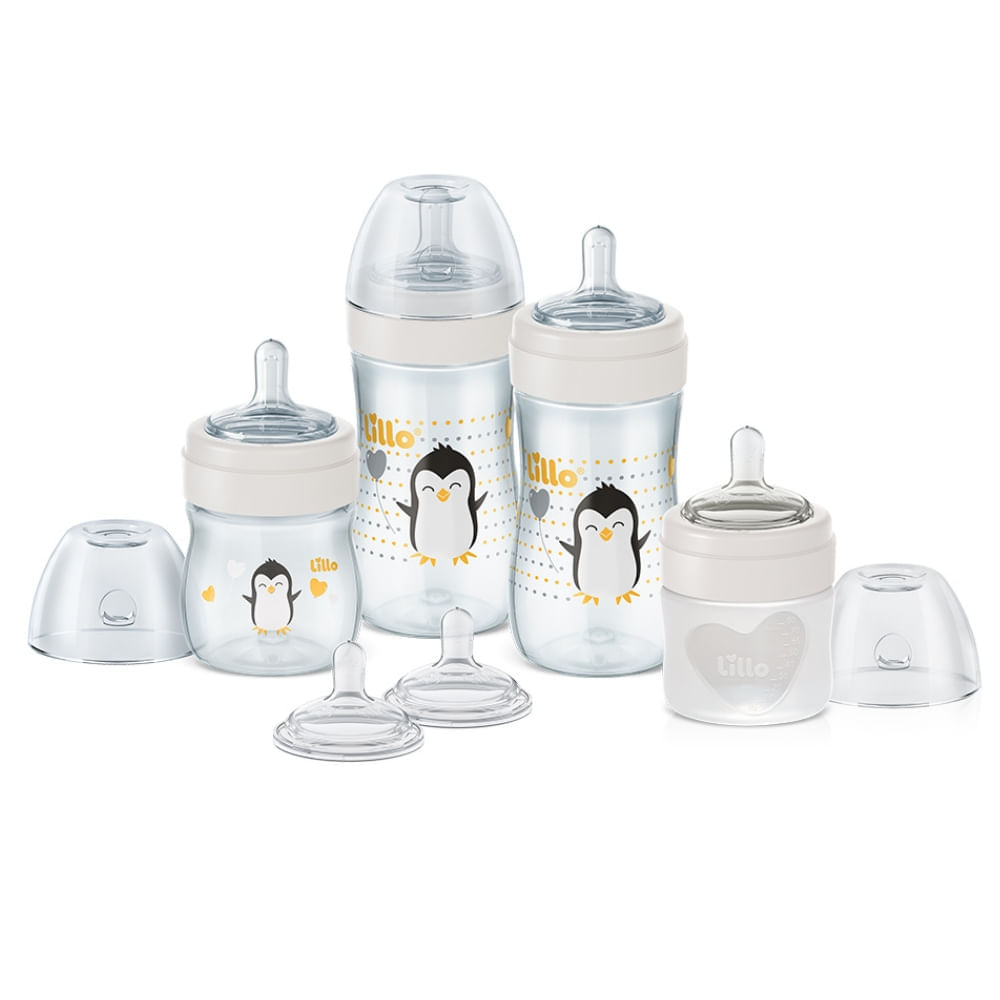 Kit com 4 Mamadeiras + 2 Bicos Super Evolution Neutral Lillo