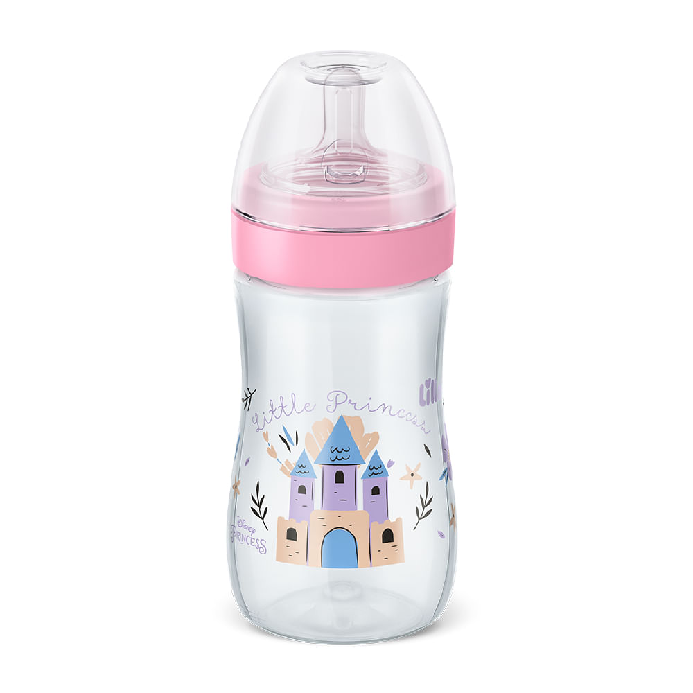 Mamadeira Bico Silicone Redondo Disney 6m+ 300ml Rosa Lillo