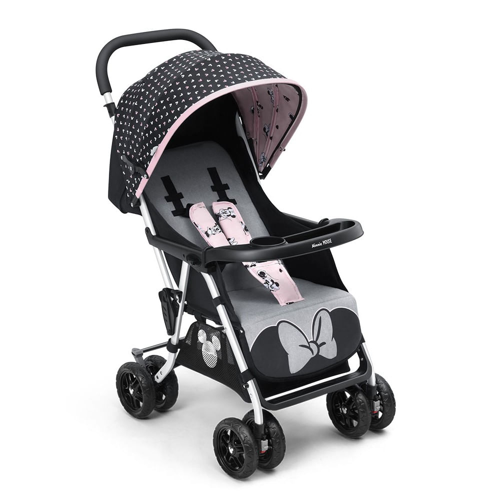 Carrinho de Passeio P/Bebê Tipo Berço Buggy Minnie Multikids