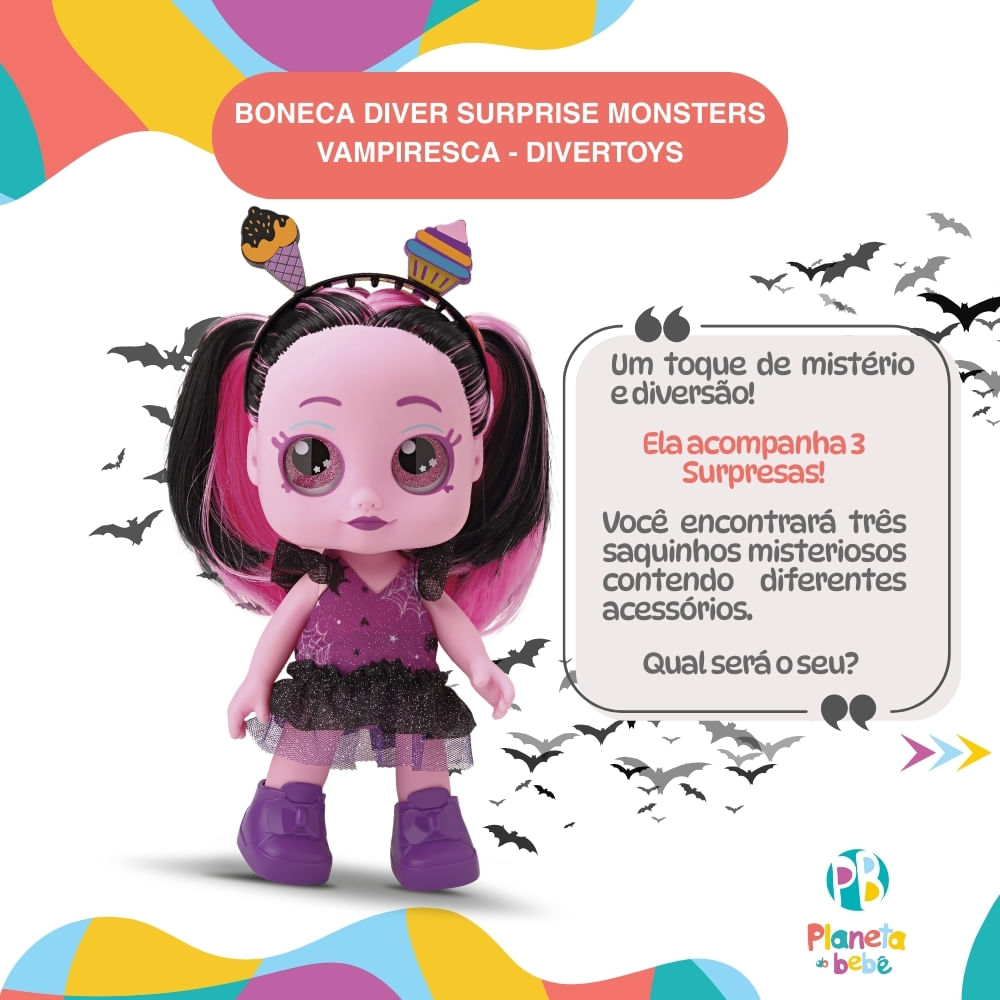 Boneca Diver Monster Vampiresca Acessório Surpresa Divertoys