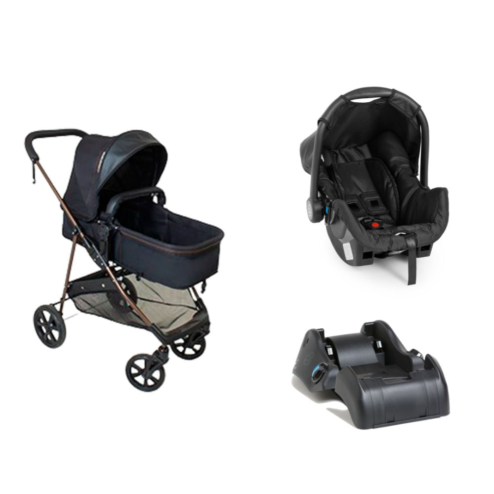 Carrinho Passeio Moisés Bebê Conforto Napoli Preto Galzerano