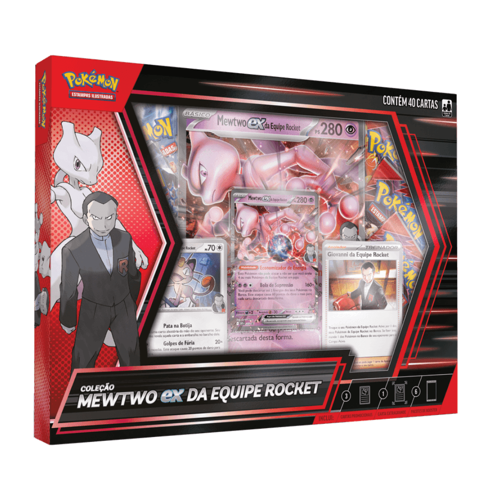 Cartas Pokémon Box Coleção Mewtwo exGiovanni  40 Cards Copag