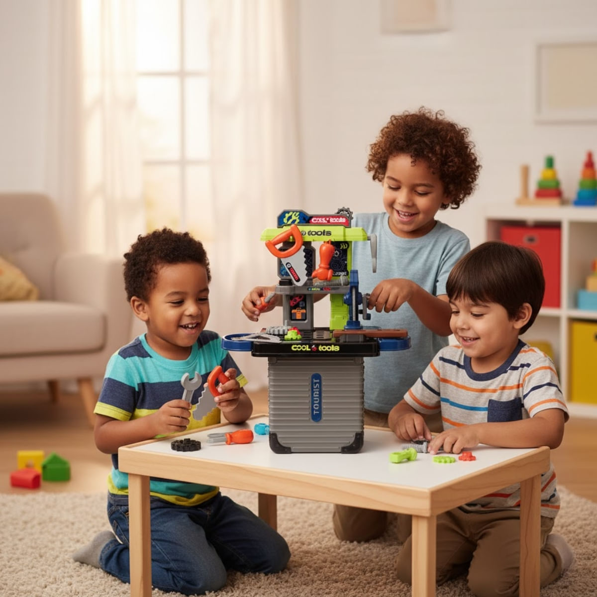 Bancada de Ferramentas Infantil 3 em 1 Maleta 31pç Maxi Toys