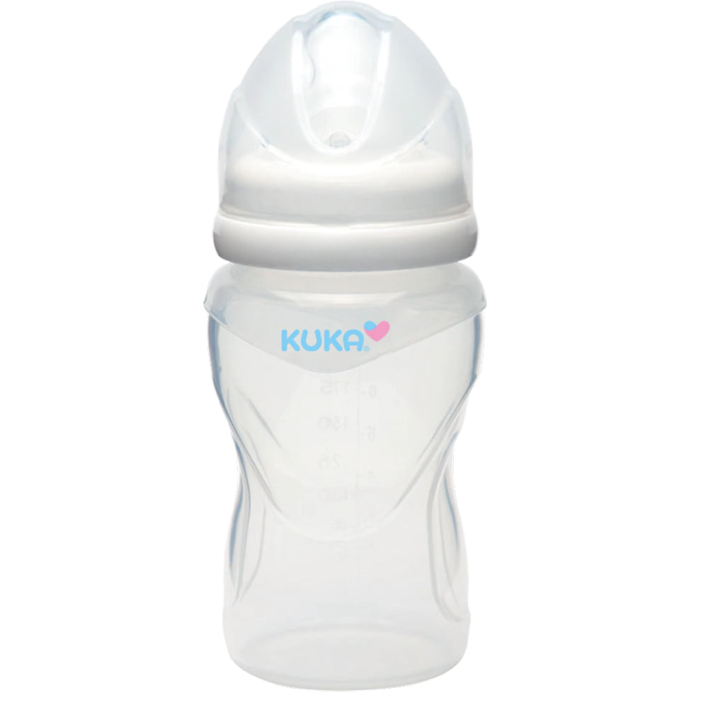 Mamadeira 100% Silicone Soft 250ml Bico Big Furo M 6m+ Válvula de Ar Kuka